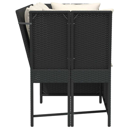 Divano da Giardino con Cuscini in Polyrattan Nero | homemem39