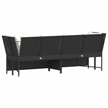 Divano da Giardino con Cuscini in Polyrattan Nero | homemem39