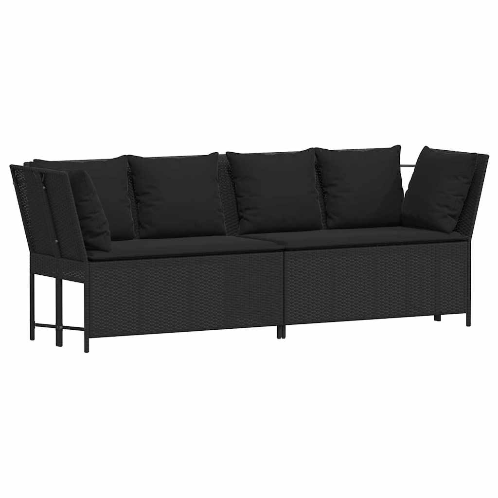 Divano da Giardino con Cuscini in Polyrattan Nero | homemem39