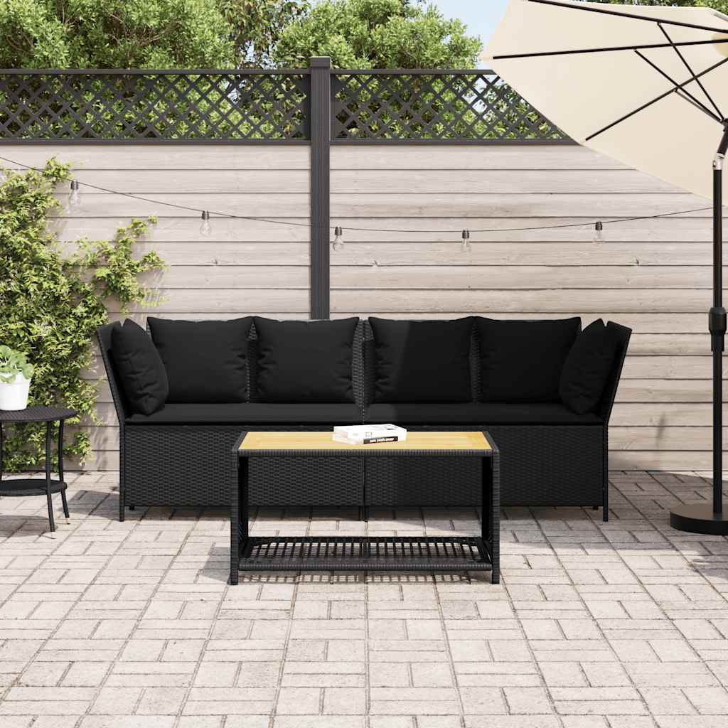 Divano da Giardino con Cuscini in Polyrattan Nero | homemem39