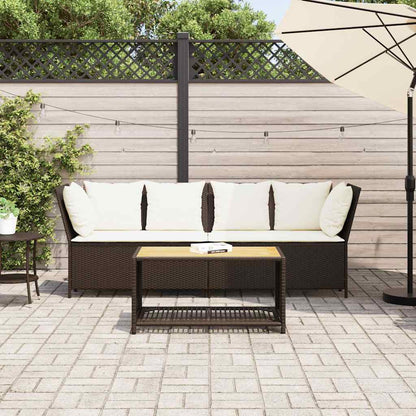 Divano da Giardino con Cuscini in Polyrattan Marrone | homemem39