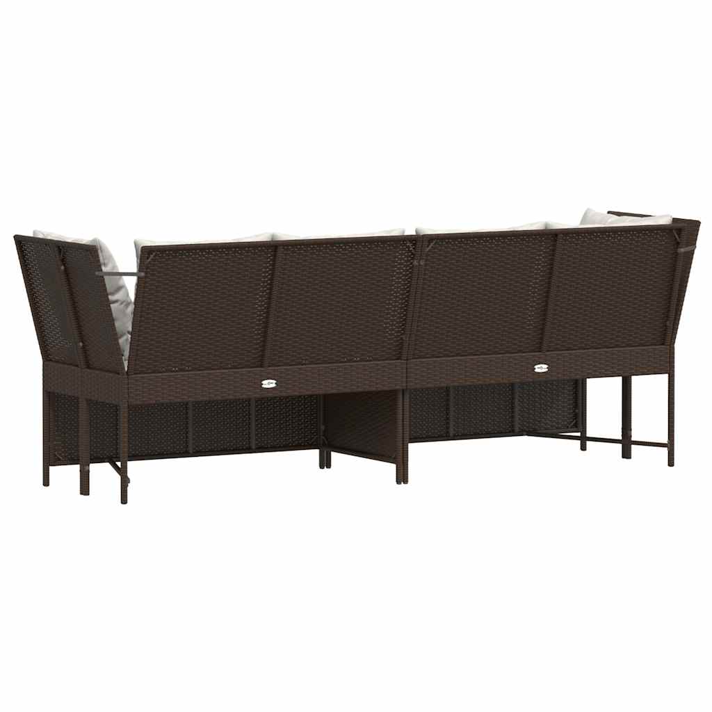 Divano da Giardino con Cuscini in Polyrattan Marrone | homemem39