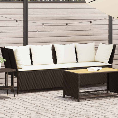 Divano da Giardino con Cuscini in Polyrattan Marrone | homemem39