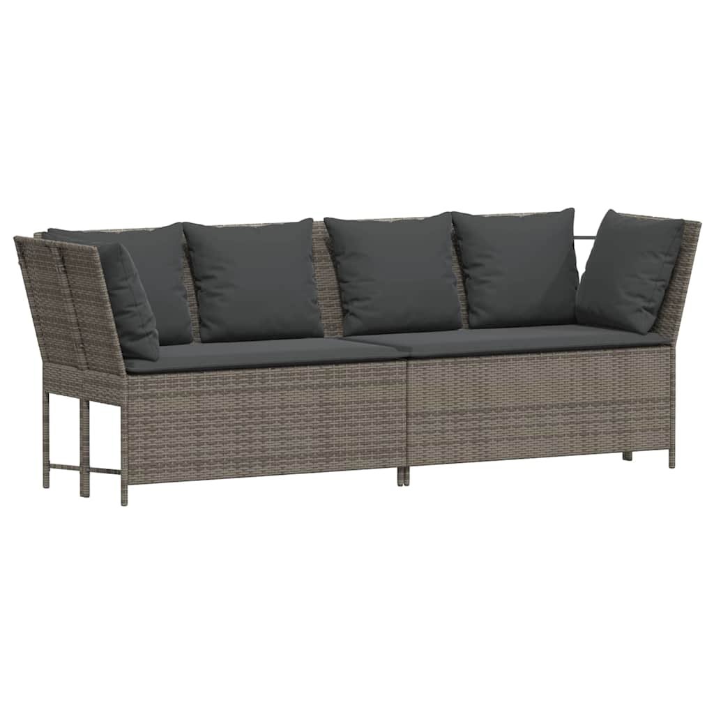 Divano da Giardino con Cuscini in Polyrattan Grigio | homemem39