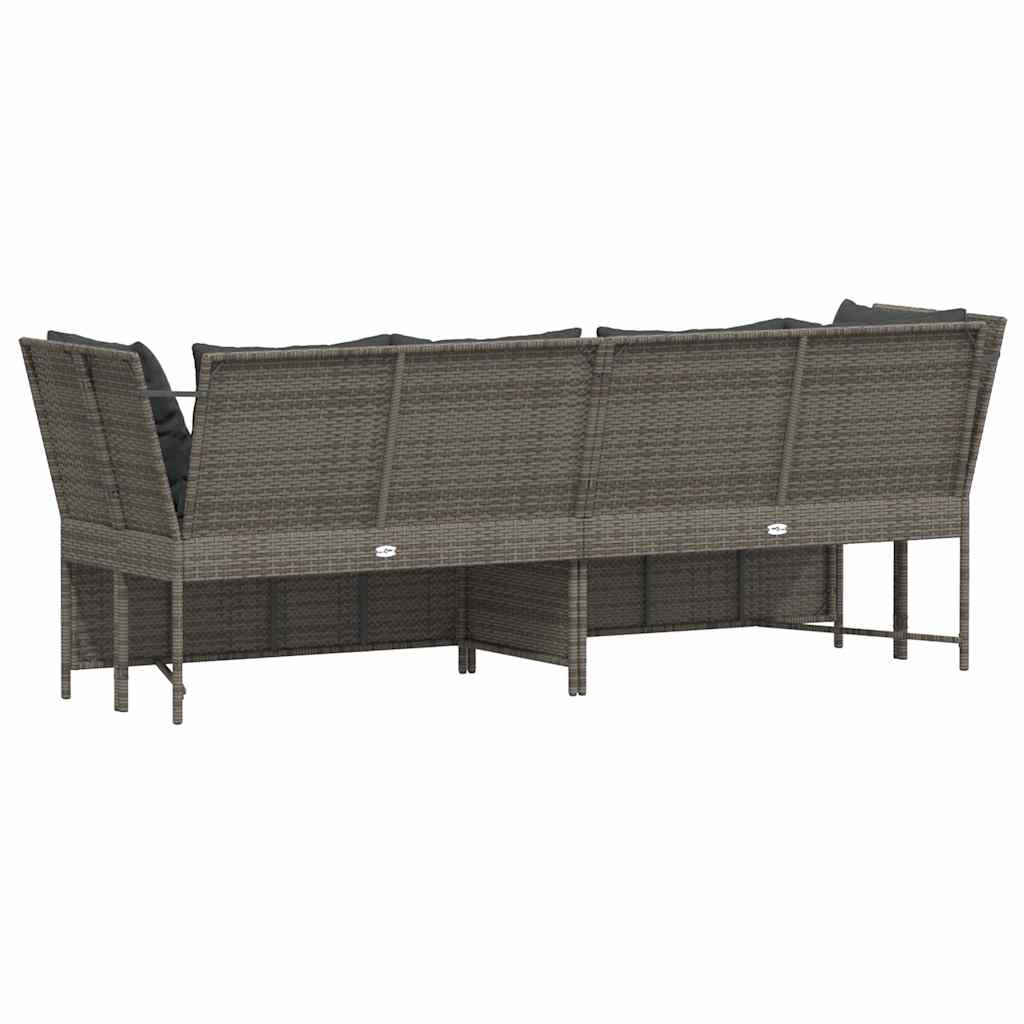 Divano da Giardino con Cuscini in Polyrattan Grigio | homemem39