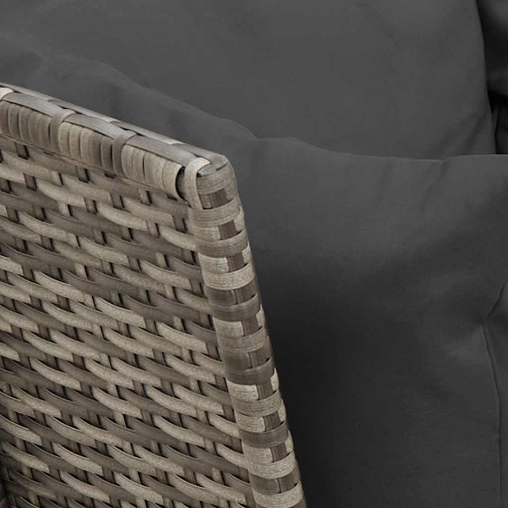 Divano da Giardino con Cuscini in Polyrattan Grigio | homemem39