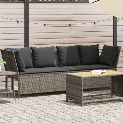 Divano da Giardino con Cuscini in Polyrattan Grigio
