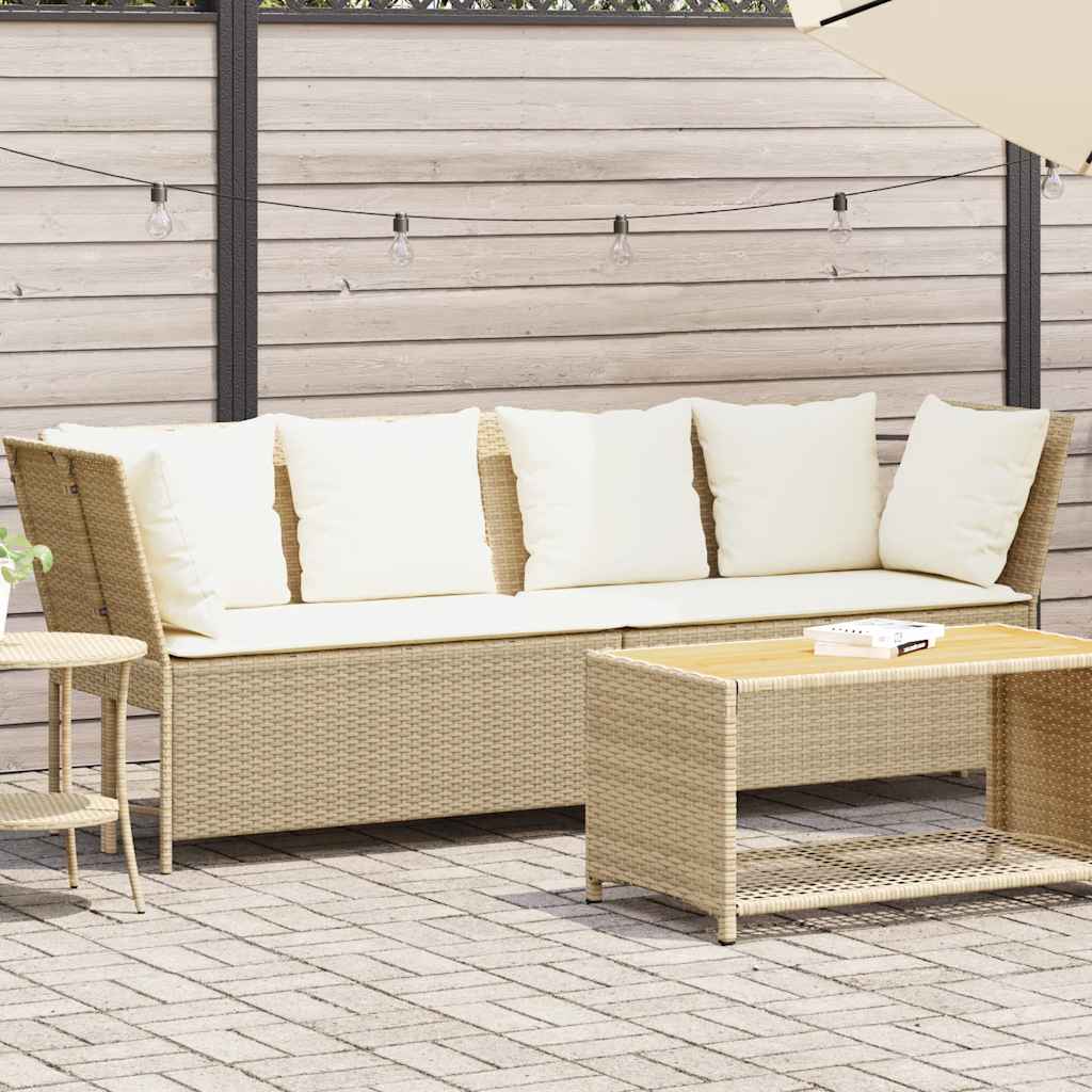 Divano da Giardino con Cuscini in Polyrattan Beige | homemem39