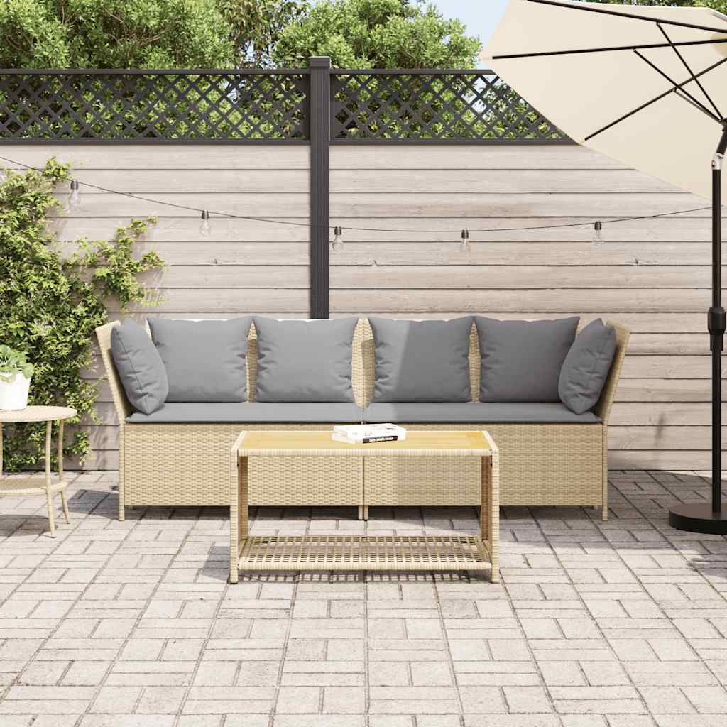 Divano da Giardino con Cuscini in Polyrattan Beige - homemem39