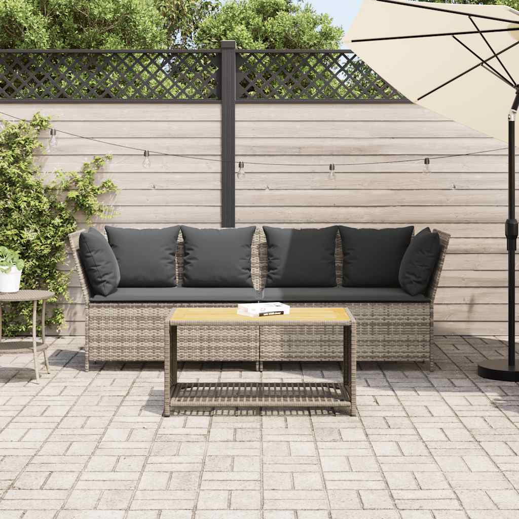Divano da Giardino con Cuscini in Polyrattan Grigio Chiaro | homemem39
