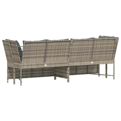 Divano da Giardino con Cuscini in Polyrattan Grigio Chiaro | homemem39