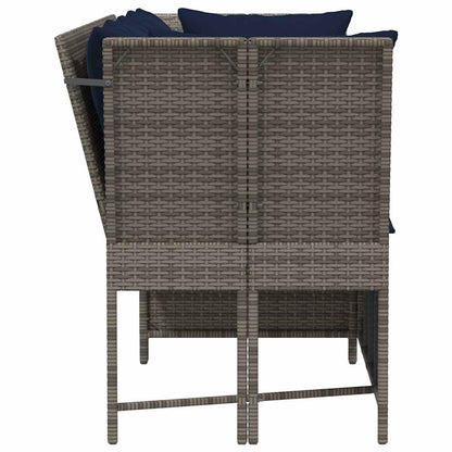 Divano da Giardino con Cuscini in Polyrattan Grigio