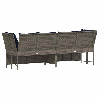 Divano da Giardino con Cuscini in Polyrattan Grigio