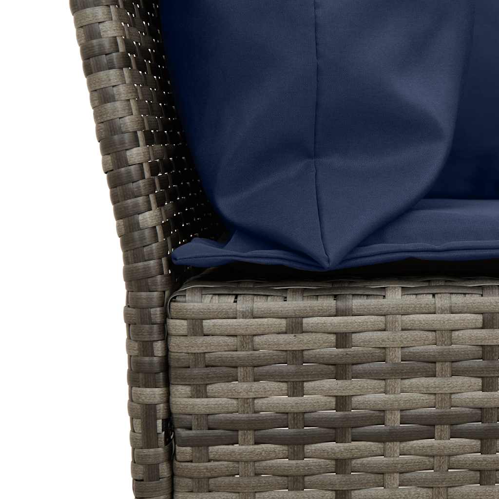Divano da Giardino con Cuscini in Polyrattan Grigio