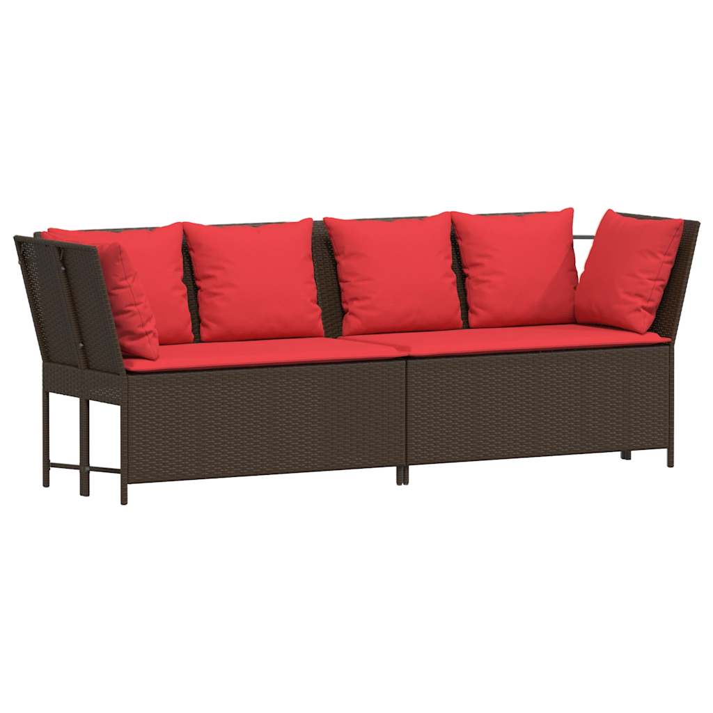 Divano da Giardino con Cuscini in Polyrattan Marrone | homemem39