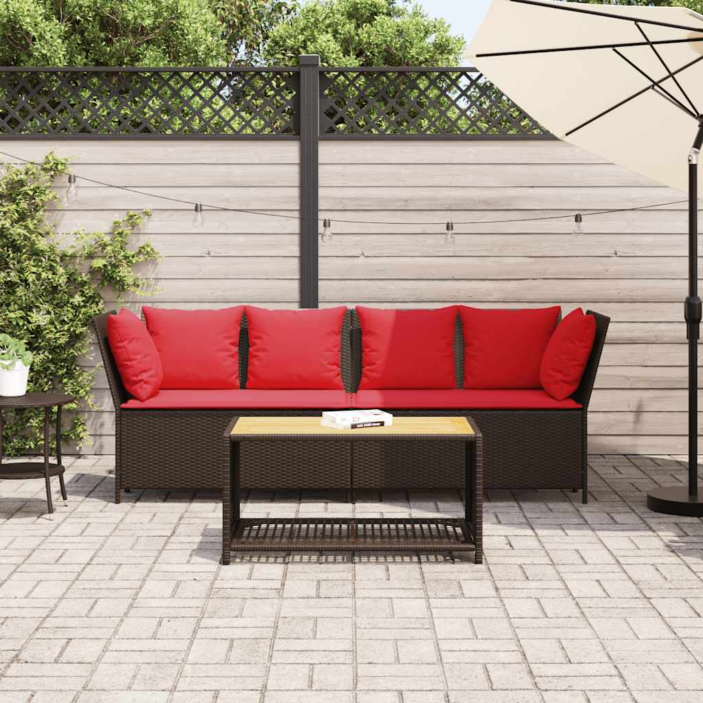 Divano da Giardino con Cuscini in Polyrattan Marrone | homemem39