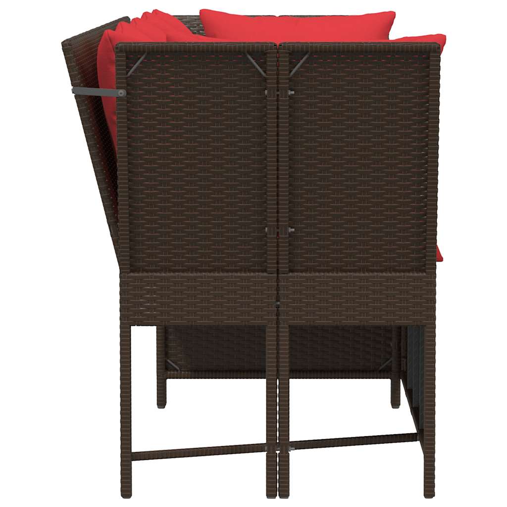 Divano da Giardino con Cuscini in Polyrattan Marrone | homemem39
