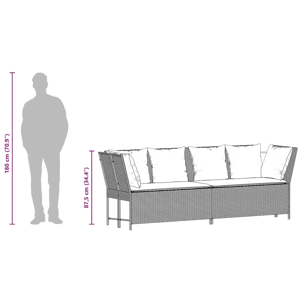 Divano da Giardino con Cuscini in Polyrattan Marrone | homemem39