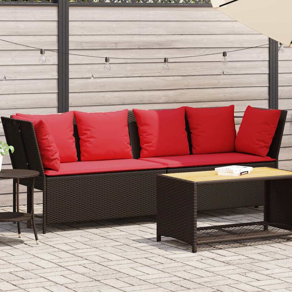Divano da Giardino con Cuscini in Polyrattan Marrone | homemem39