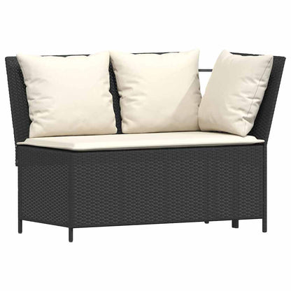 Set da Pranzo da Giardino 4 pz con Cuscini Nero in Polyrattan | homemem39