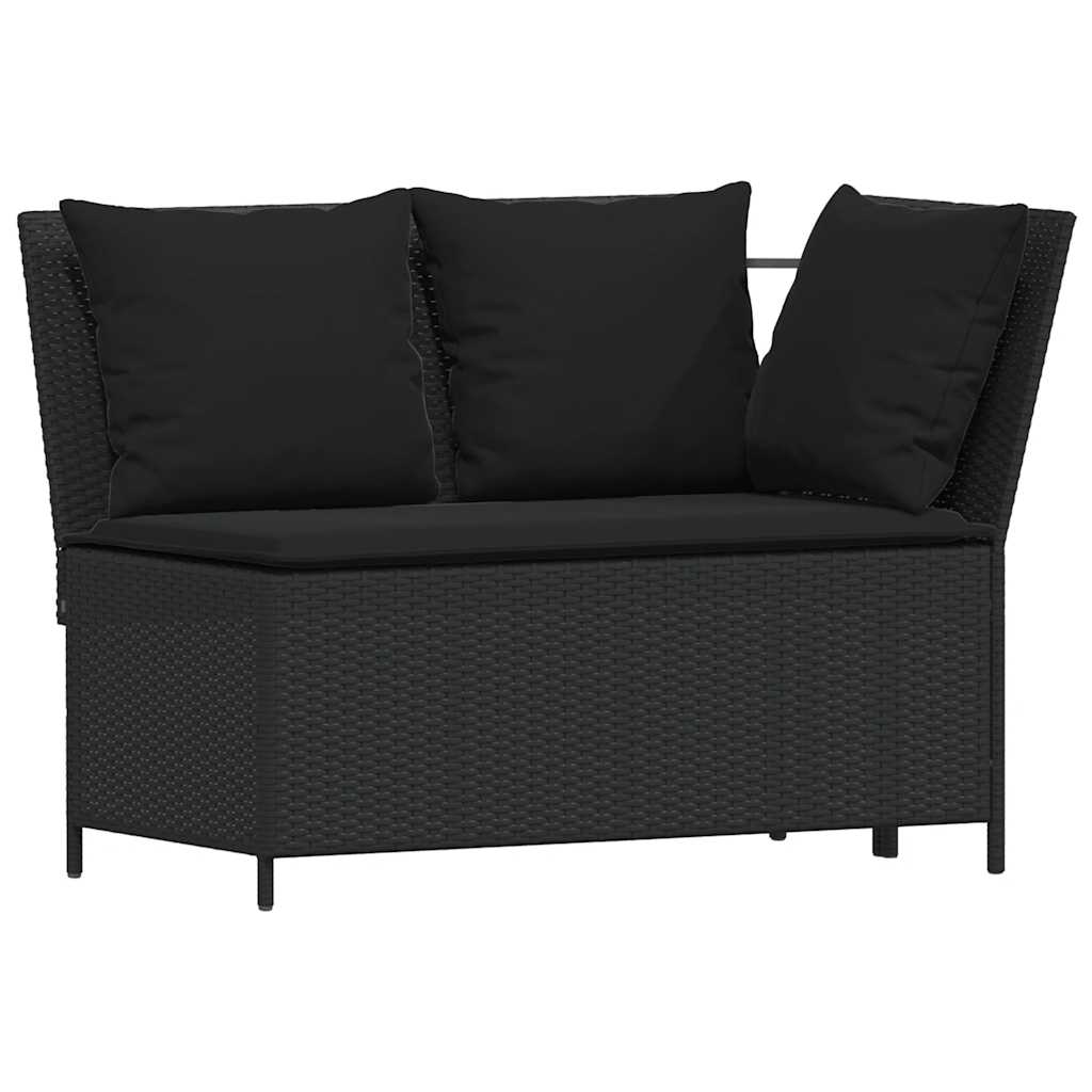 Set da Pranzo da Giardino 4 pz con Cuscini Nero in Polyrattan | homemem39