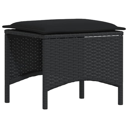 Set da Pranzo da Giardino 4 pz con Cuscini Nero in Polyrattan