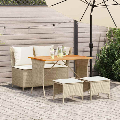 Set da Pranzo da Giardino 4 pz con Cuscini Beige in Polyrattan | homemem39