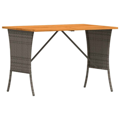 Tavolo Giardino Piano Legno Acacia Grigio 105x75x72 Polyrattan | homemem39