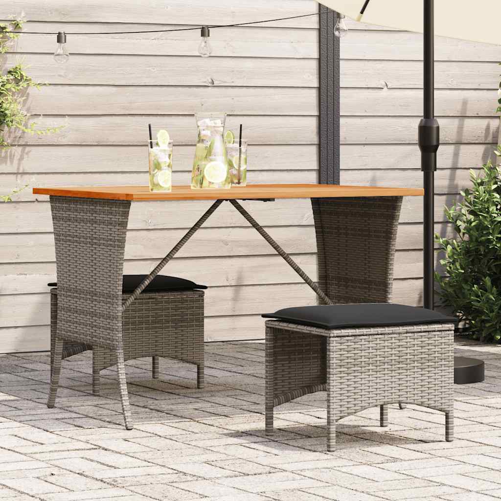 Tavolo Giardino Piano Legno Acacia Grigio 105x75x72 Polyrattan