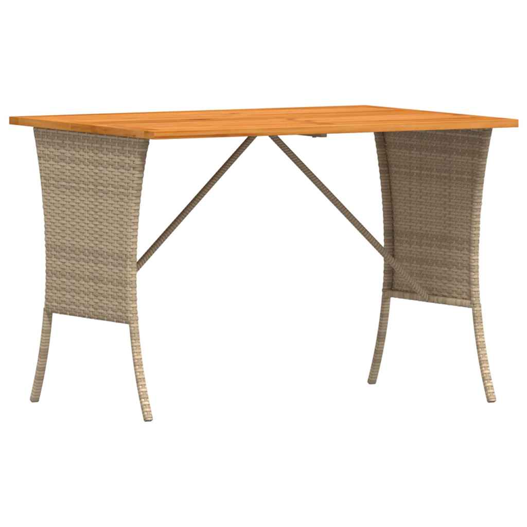 Tavolo Giardino Piano Legno Acacia Beige 105x75x72cm Polyrattan | homemem39