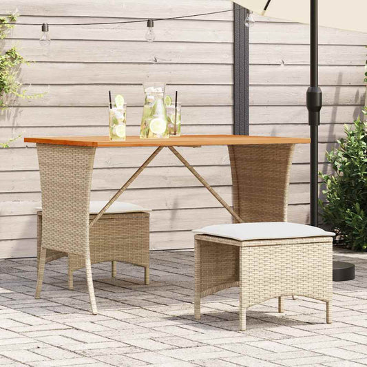 Tavolo Giardino Piano Legno Acacia Beige 105x75x72cm Polyrattan - homemem39