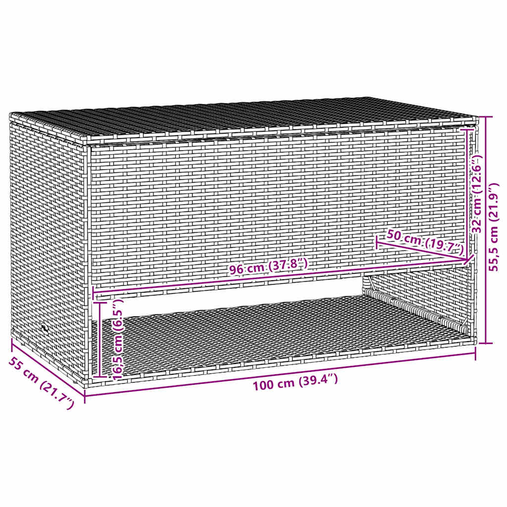 Scatola per Cuscini da Esterno Beige 100x55x55,5 cm Polyrattan