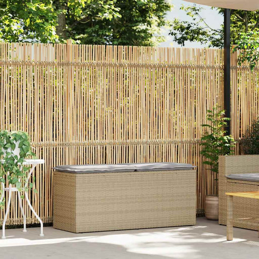 Panca da Giardino con Cuscino Beige 110x40x44 cm in Polyrattan - homemem39