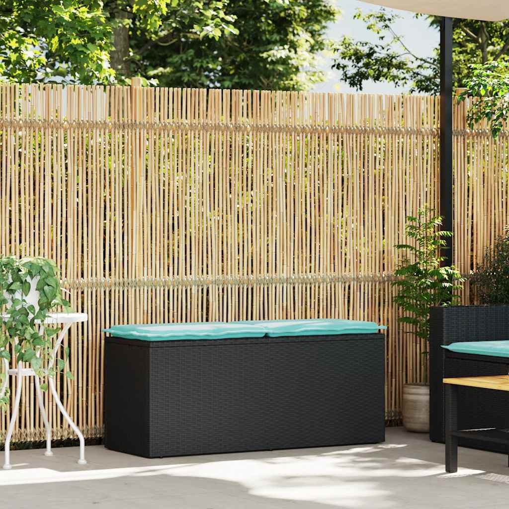 Panca da Giardino con Cuscino Nera 110x40x44 cm in Polyrattan