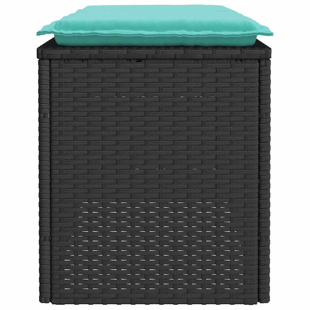 Panca da Giardino con Cuscino Nera 110x40x44 cm in Polyrattan