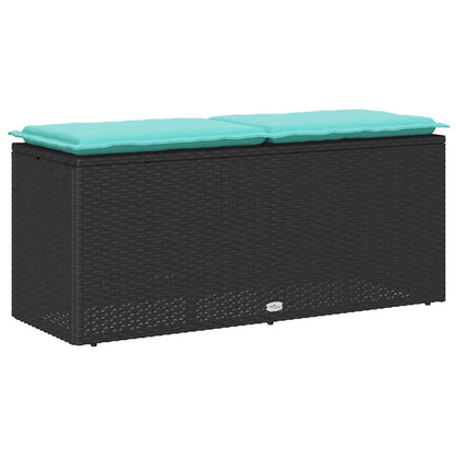 Panca da Giardino con Cuscino Nera 110x40x44 cm in Polyrattan