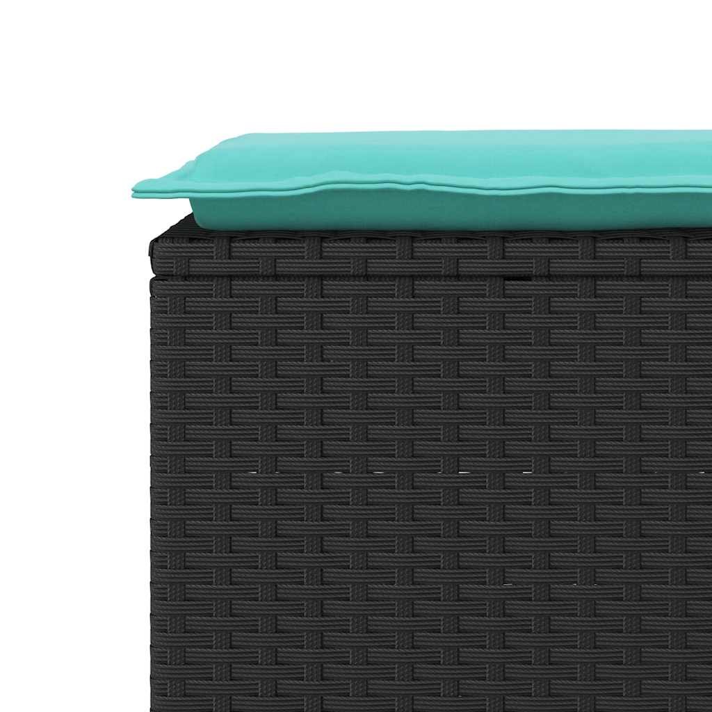 Panca da Giardino con Cuscino Nera 110x40x44 cm in Polyrattan