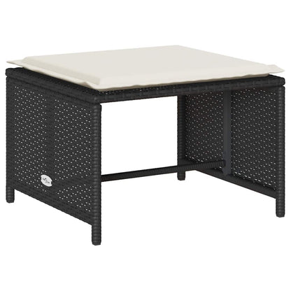 Set Divani da Giardino 5 pz con Cuscini in Polyrattan Nero