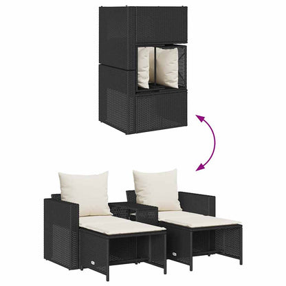 Set Divani da Giardino 5 pz con Cuscini in Polyrattan Nero | homemem39
