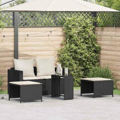 Set Divani da Giardino 5 pz con Cuscini in Polyrattan Nero | homemem39