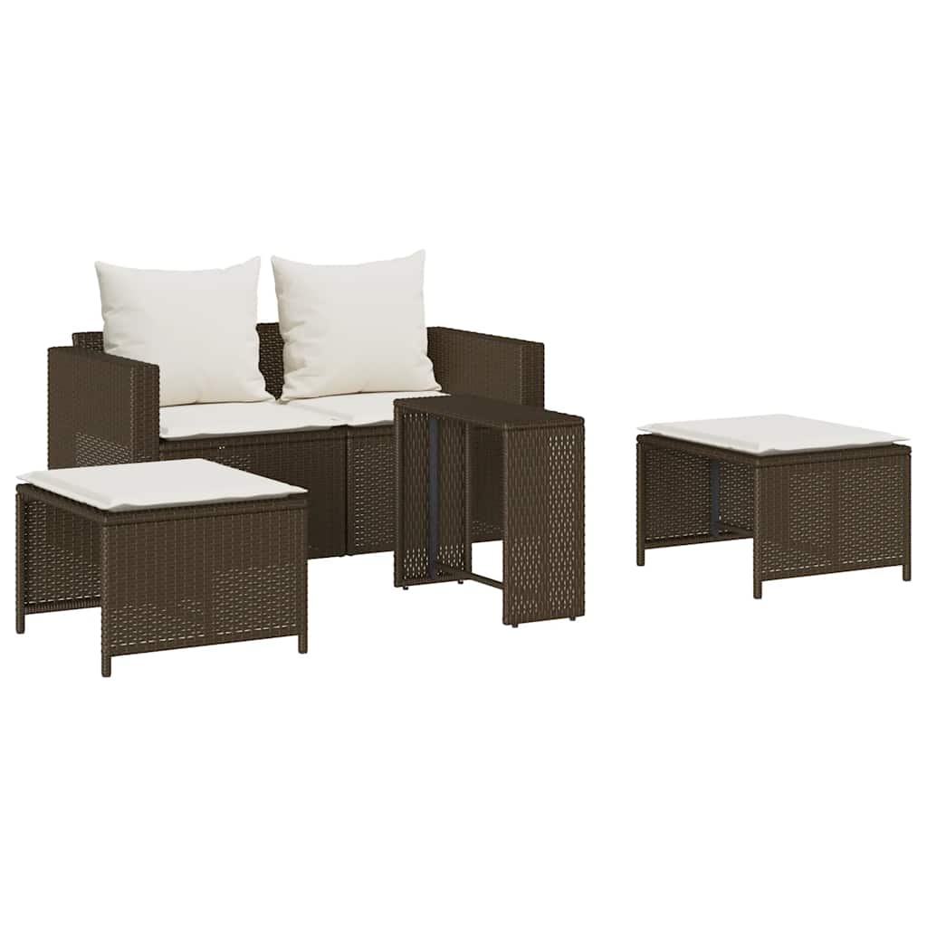 Set Divano da Giardino 5 pz con Cuscini in Polyrattan