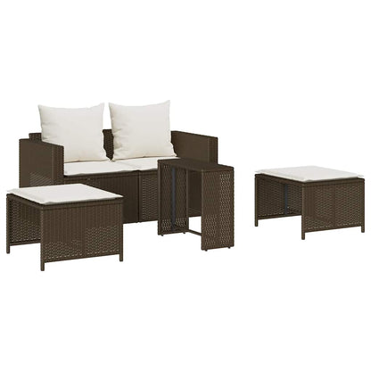Set Divano da Giardino 5 pz con Cuscini in Polyrattan