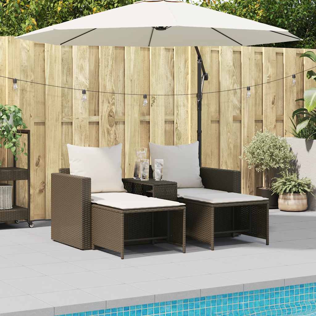 Set Divano da Giardino 5 pz con Cuscini Marrone in Polyrattan | homemem39
