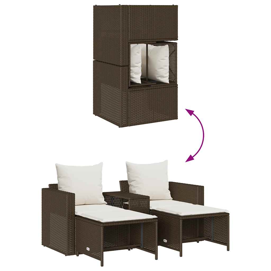 Set Divano da Giardino 5 pz con Cuscini Marrone in Polyrattan | homemem39