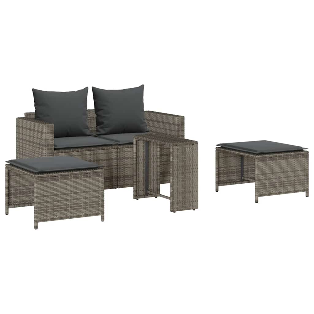 Set Divano da Giardino 5 pz con Cuscini in Polyrattan