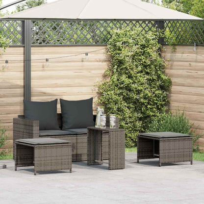 Set Divano da Giardino 5 pz con Cuscini in Polyrattan