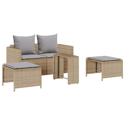 Set Divano da Giardino 5 pz con Cuscini Beige in Polyrattan | homemem39