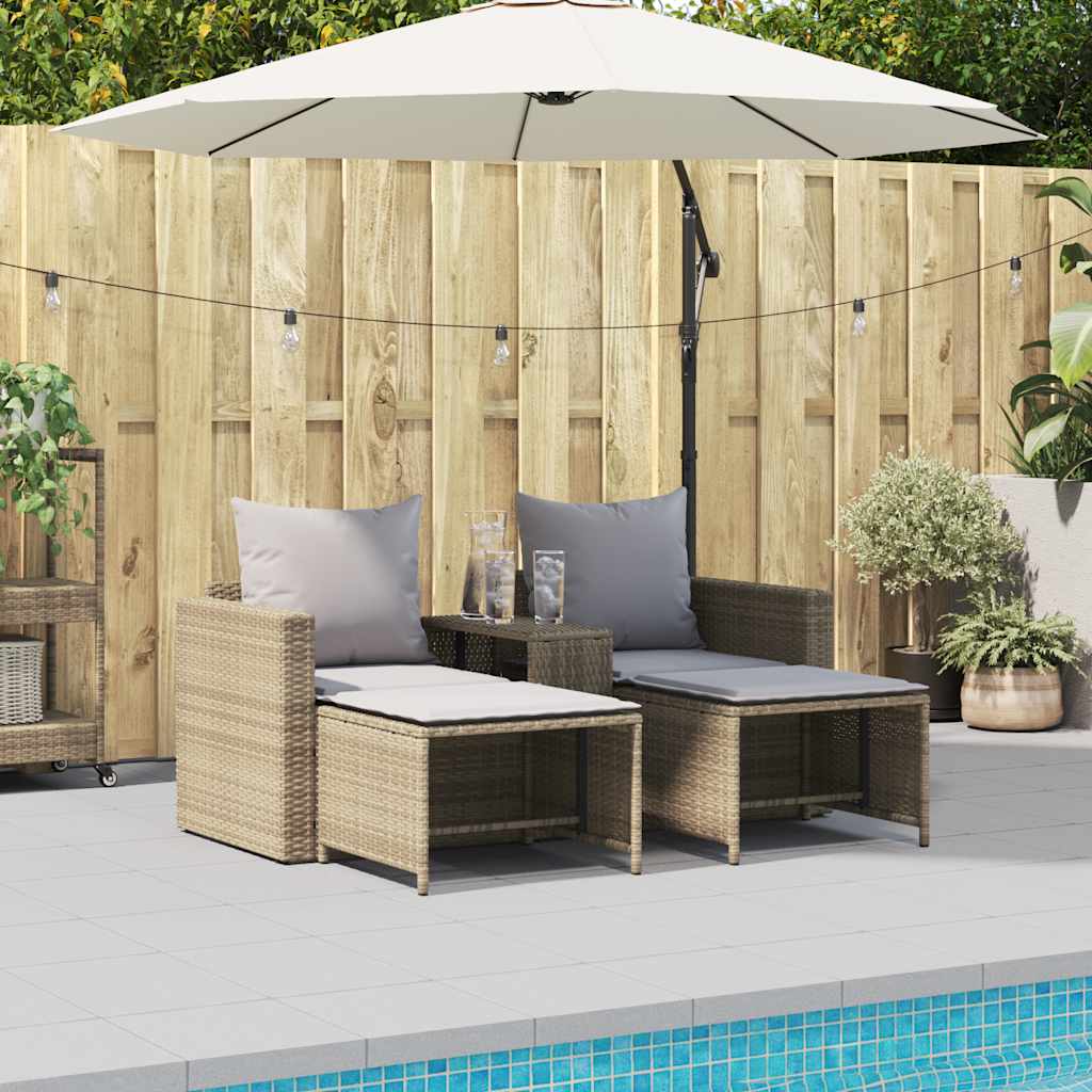 Set Divano da Giardino 5 pz con Cuscini Beige in Polyrattan | homemem39