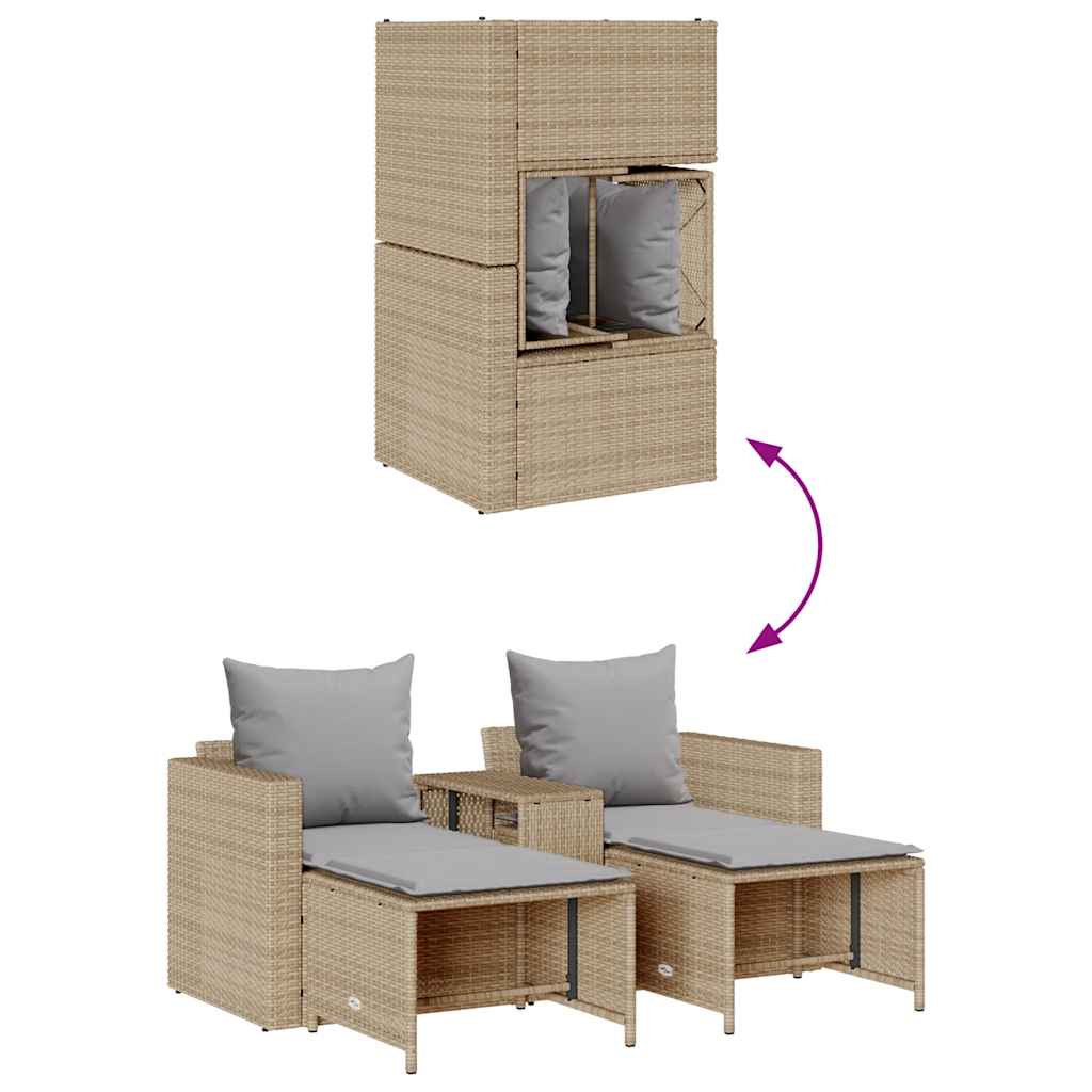 Set Divano da Giardino 5 pz con Cuscini Beige in Polyrattan | homemem39
