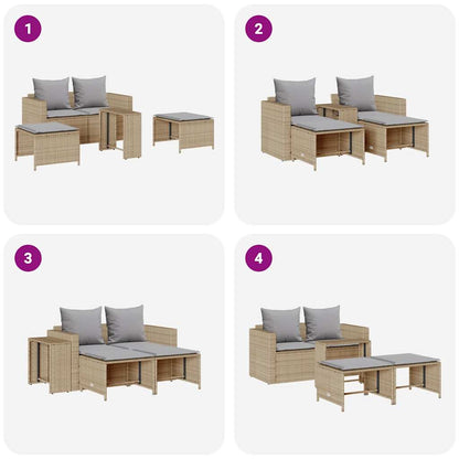Set Divano da Giardino 5 pz con Cuscini Beige in Polyrattan | homemem39